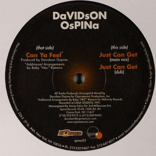Cover Davidson Ospina - Can Ya Feel / Just Can Get (12) Schallplatten Ankauf