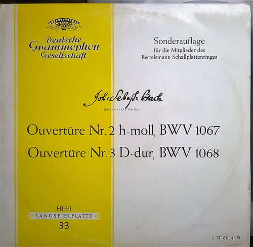 Cover Johann Sebastian Bach - Gustav Scheck / Fritz Rieger - Ouvertüre Nr. 2 h-moll, BWV 1067 / Ouvertüre Nr. 3 D-dur, BWV 1068 (LP, Mono, Club) Schallplatten Ankauf