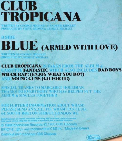 Cover Wham! - Club Tropicana (7, Single) Schallplatten Ankauf