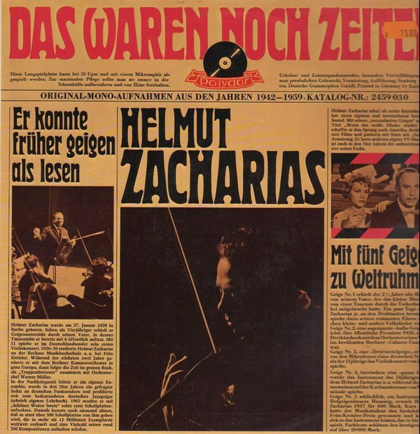 Cover Helmut Zacharias - Das Waren Noch Zeiten (LP, Comp, Mono, RE) Schallplatten Ankauf