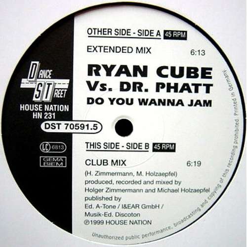 Cover Ryan Cube vs. Dr. Phatt* - Do You Wanna Jam (12) Schallplatten Ankauf