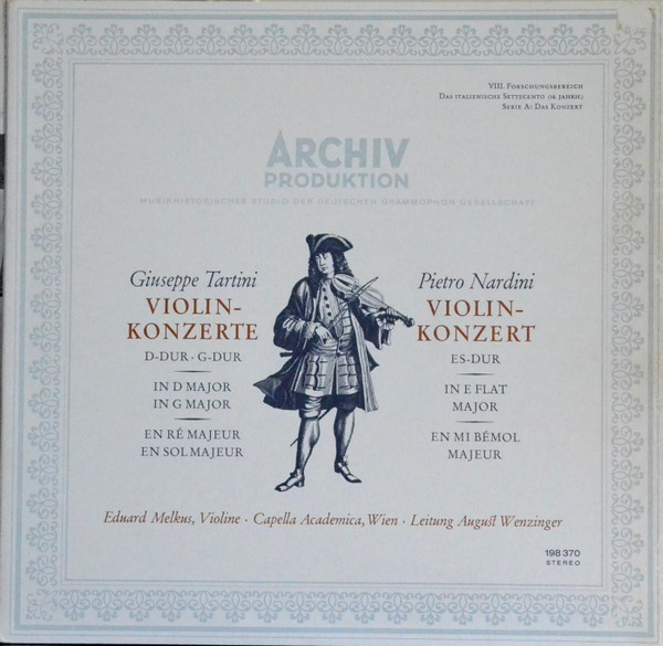 Cover Giuseppe Tartini  /  Pietro Nardini - Eduard Melkus, Capella Academica Wien, August Wenzinger - Violinkonzerte: D-dur, G-dur / Es-dur (LP, Gat) Schallplatten Ankauf