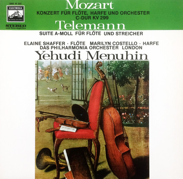 Cover Mozart*, Telemann*, Yehudi Menuhin, Das Philharmonia Orchester London*, Elaine Shaffer, Marilyn Costello - Konzert Für Flöte, Harfe Und Orchester C-Dur KV 299 / Suite A-Moll Für Soloflöte Und Streicher (LP) Schallplatten Ankauf