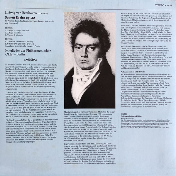 Cover Beethoven*, Mitglieder Des Philharmonischen Oktetts Berlin* - Septett Es-Dur Op. 20 (LP, Album, Club, RE) Schallplatten Ankauf