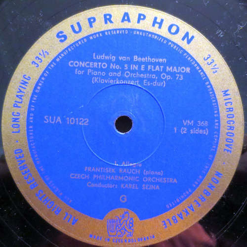 Cover Ludwig van Beethoven, František Rauch, Czech Philharmonic Orchestra* , Conduktor: Karel Šejna - Concerto For Piano And Orchestra No 5 (In E Flat Major, Op. 73) (LP, Mono) Schallplatten Ankauf