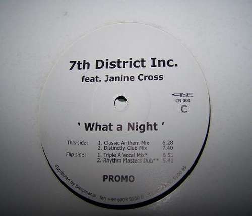 Cover 7th District Inc. Feat. Janine Cross - What A Night (12, Promo) Schallplatten Ankauf