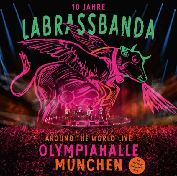 Cover LaBrassBanda - Around the World Live (10 Jahre LaBrassBanda – Olympiahalle München) (2xLP, Album) Schallplatten Ankauf