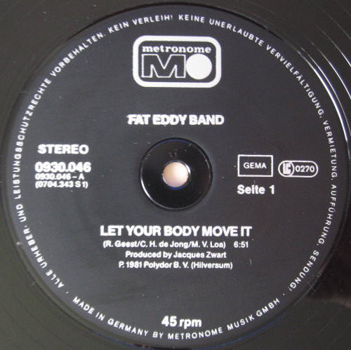 Cover Fat Eddy Band - Let Your Body Move It (12) Schallplatten Ankauf