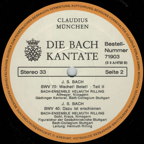 Cover Johann Sebastian Bach, Figuralchor Der Gedächtniskirche Stuttgart, Bachcollegium Stuttgart, Helmuth Rilling - Die Bach Kantate: BWV 70 Wachet! Betet! (LP, Album) Schallplatten Ankauf