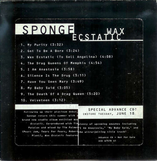 Cover Sponge (3) - Wax Ecstatic (CD, Album, Promo) Schallplatten Ankauf