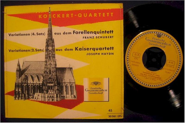 Cover Franz Schubert / Joseph Haydn, Koeckert-Quartett, Adrian Aeschbacher - Variationen Aus Dem Forellenquintett Op. 114 / Variationen Aus Dem Kaiserquartett Op. 76 Nr. 3 (7, EP) Schallplatten Ankauf