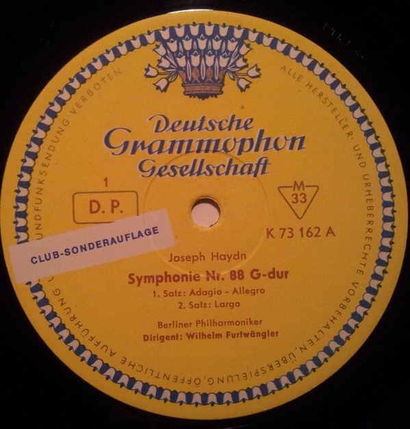 Cover Joseph Haydn, Wolfgang Amadeus Mozart, Berliner Philharmoniker, Wilhelm Furtwängler - Sinfonie Nr. 88 G-dur / Ouvertüre Zu „Figaros Hochzeit (10, Mono, Club) Schallplatten Ankauf