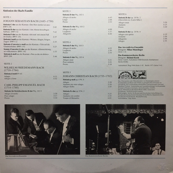 Cover J.S. Bach*, W.F. Bach*, C.P.E. Bach*, J.C. Bach* - Sinfonien der Bach-Familie (3xLP, Comp, tri) Schallplatten Ankauf