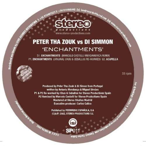 Cover Peter Tha Zouk* vs. Di Simmon - Enchantments (12) Schallplatten Ankauf