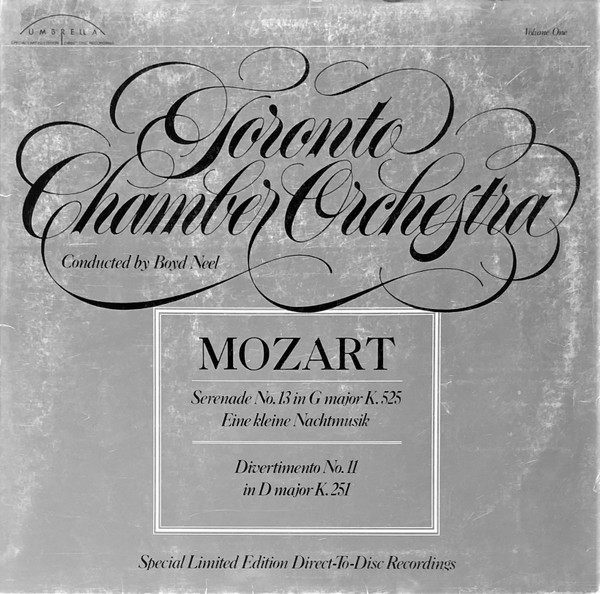 Cover Toronto Chamber Orchestra ; Boyd Neel / Mozart* - Serenade No.13 In G Major K.525 Eine Kleine Nachtmusik / Divertimento No.11 In D Major K.251 (LP, Ltd, Num, S/Edition) Schallplatten Ankauf