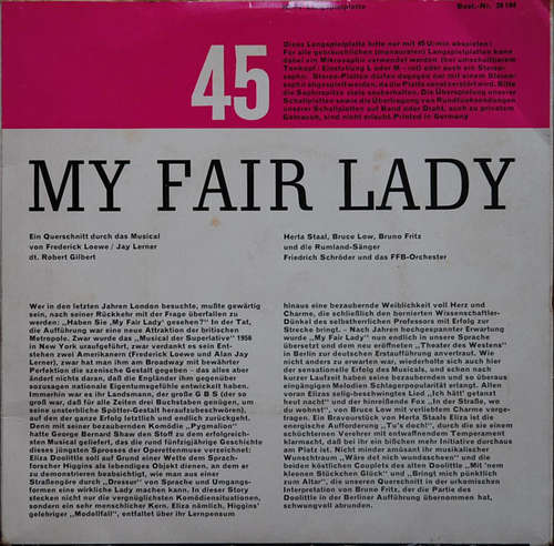 Cover Frederick Loewe / Jay Lerner*, Robert Gilbert - My Fair Lady - Ein Querschnitt Durch Das Musical (7, EP, Mono) Schallplatten Ankauf