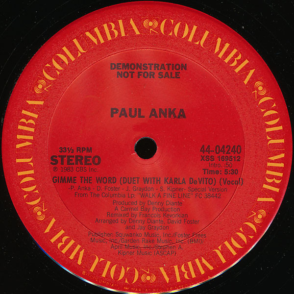 Cover Paul Anka - Gimme The Word (12, Single, Promo) Schallplatten Ankauf