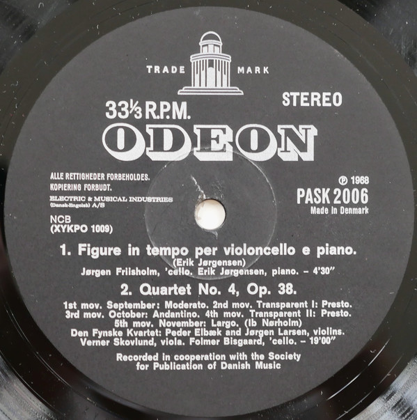 Cover Erik Jørgensen, Ib Nørholm, Flemming Weis, Ebbe Hamerik - Figure In Tempo Per Violoncello E Piano / September - Oktober – November. Kvartet For Strygere No. 4, Op. 38 / Sonata For Klarinet Og Klaver / Kvintet For Fløjte, Obo, Klarinet, Horn Og Fagot (LP) Schallplatten Ankauf