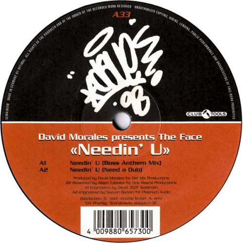 Cover David Morales Presents The Face (3) - Needin' U (12) Schallplatten Ankauf