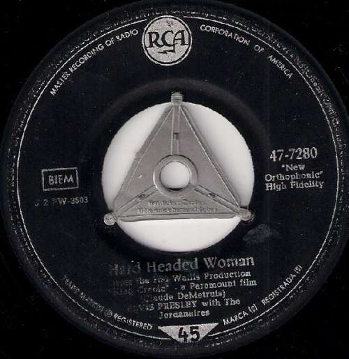 Cover Elvis Presley With The Jordanaires - Hard Headed Woman (7, Single, Mono) Schallplatten Ankauf