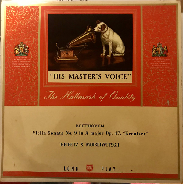 Cover Beethoven* - Heifetz* & Moiseiwitsch* - Violin Sonata No. 9 In A Major, Op. 47, Kreutzer (LP, Album) Schallplatten Ankauf