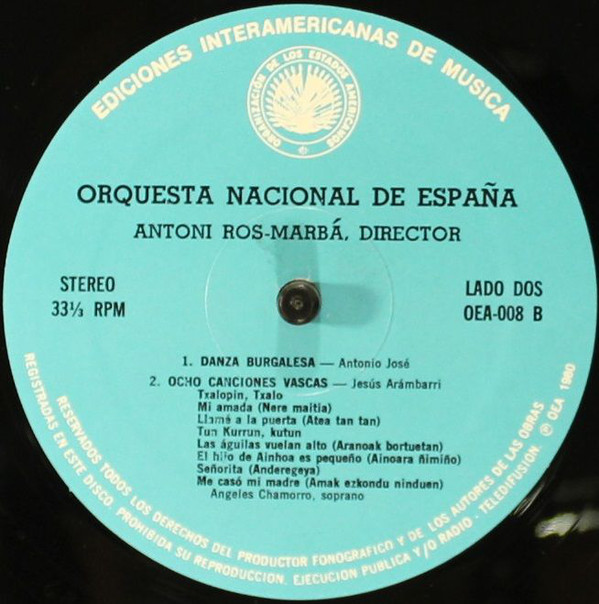 Cover Orquesta Nacional De España, Antoni Ros-Marbà, Angeles Chamorro - Organizacion De Los Estados Americanos (LP) Schallplatten Ankauf