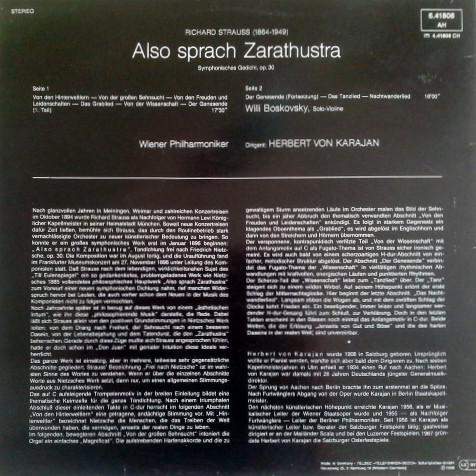 Cover Strauss* / Wiener Philharmoniker / Herbert Von Karajan - Also Sprach Zarathustra (LP, RE) Schallplatten Ankauf