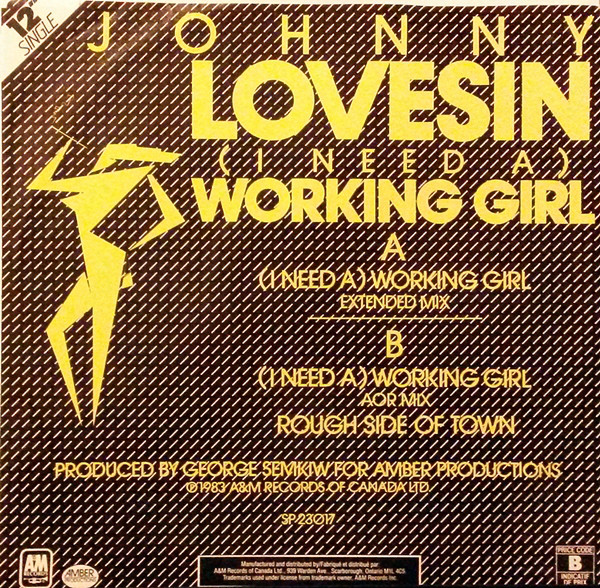 Cover Johnny Lovesin - (I Need A) Working Girl (12) Schallplatten Ankauf