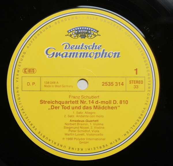 Cover Schubert* / Amadeus-Quartet* - String Quartet D Minor Op.Posth. / Quartet Movement C Minor Op.Posth. (LP) Schallplatten Ankauf