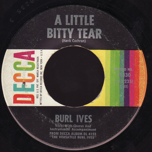 Cover Burl Ives - A Little Bitty Tear / Shanghied (7, Single, Pin) Schallplatten Ankauf