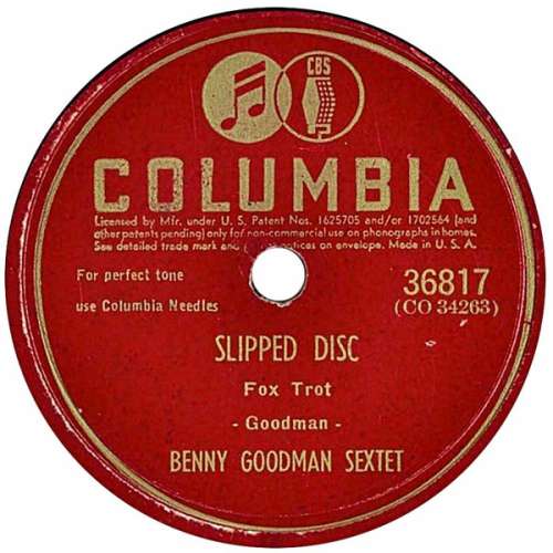 Cover Benny Goodman Sextet - Slipped Disc / Oomph Fah Fah (Shellac, 10) Schallplatten Ankauf