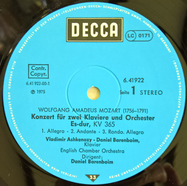 Cover Wolfgang Amadeus Mozart, Vladimir Ashkenazy, Daniel Barenboim, Fou Ts'Ong, English Chamber Orchestra - Konzerte Für Zwei Und Drei Klaviere KV 365&242 (LP, Album) Schallplatten Ankauf