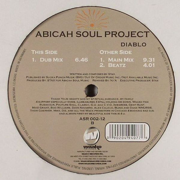 Cover Abicah Soul Project - Diablo (12) Schallplatten Ankauf