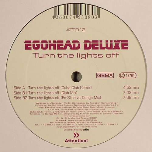 Cover Egohead Deluxe - Turn The Lights Off (12) Schallplatten Ankauf