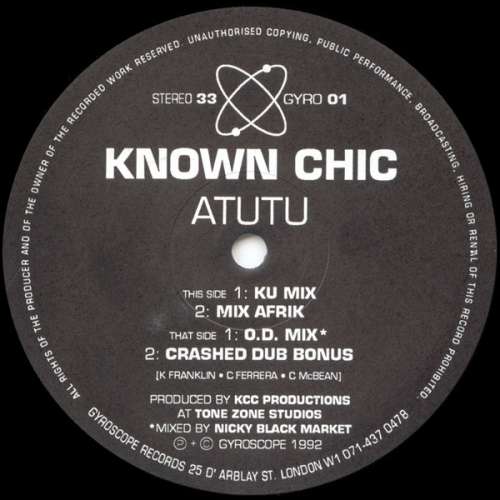 Cover Known Chic - Atutu (12) Schallplatten Ankauf