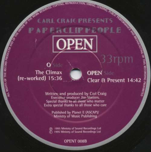 Cover Carl Craig Presents Paperclip People - The Climax / Clear & Present (12) Schallplatten Ankauf