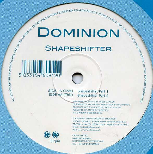 Bild Dominion - Shapeshifter (12) Schallplatten Ankauf