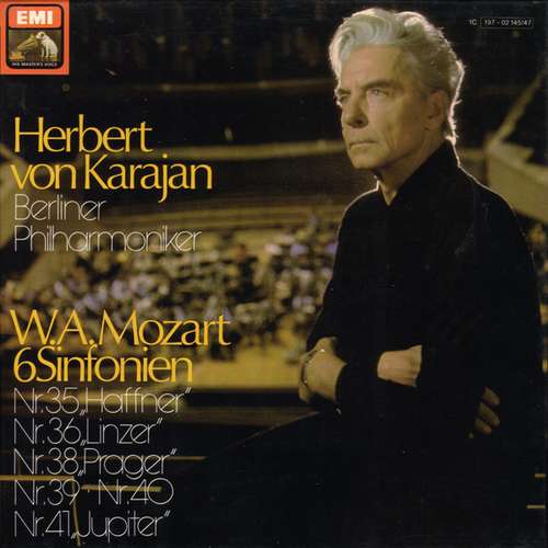 Cover Herbert von Karajan, Berliner Philharmoniker - W.A. Mozart* - 6 Sinfonien: Nr. 35 Haffner, Nr. 36 Linzer, Nr. 38 Prager, Nr. 39, Nr. 40, Nr. 41 Jupiter (Box + 3xLP) Schallplatten Ankauf