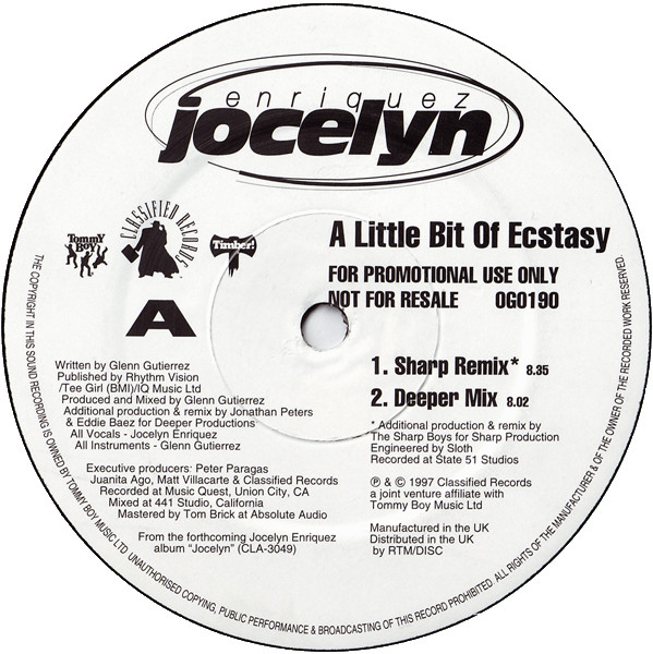 Cover Jocelyn Enriquez - A Little Bit Of Ecstasy (12, Promo) Schallplatten Ankauf