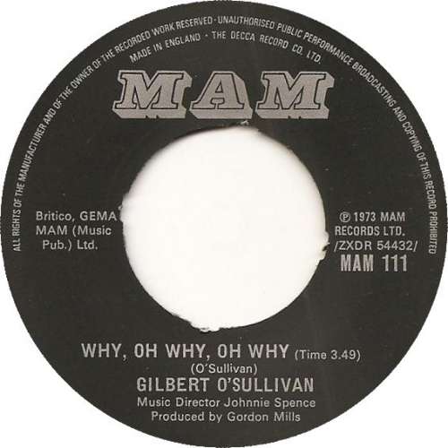 Cover Gilbert O'Sullivan - Why, Oh Why, Oh Why (7, Single) Schallplatten Ankauf