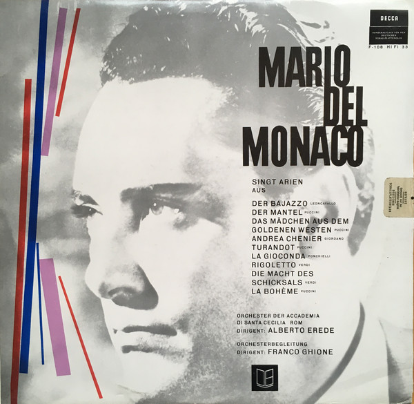Cover Mario del Monaco, Alberto Erede, Franco Ghione - Mario Del Monaco Singt Arien (LP, Comp, Mono, Club) Schallplatten Ankauf