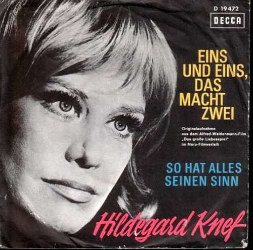 Cover Hildegard Knef - Eins Und Eins, Das Macht Zwei / So Hat Alles Seinen Sinn (7, Single) Schallplatten Ankauf