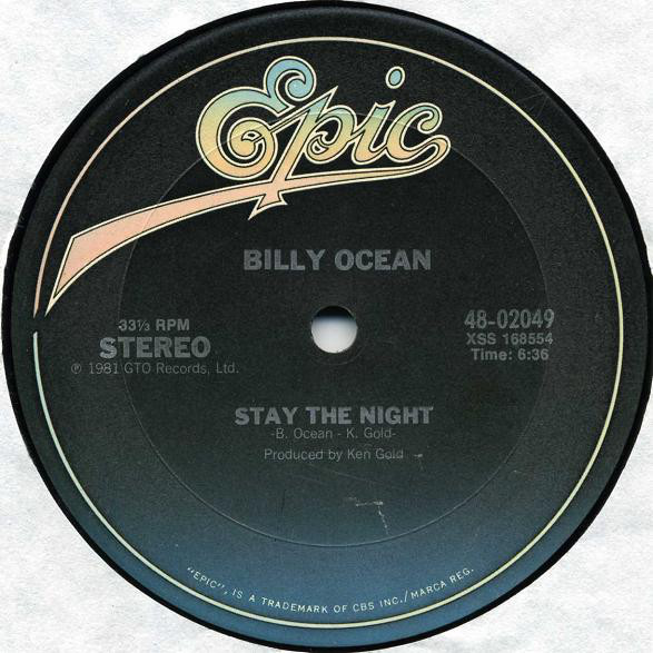 Cover Billy Ocean - Stay The Night / Night (Feel Like Getting Down) (12) Schallplatten Ankauf