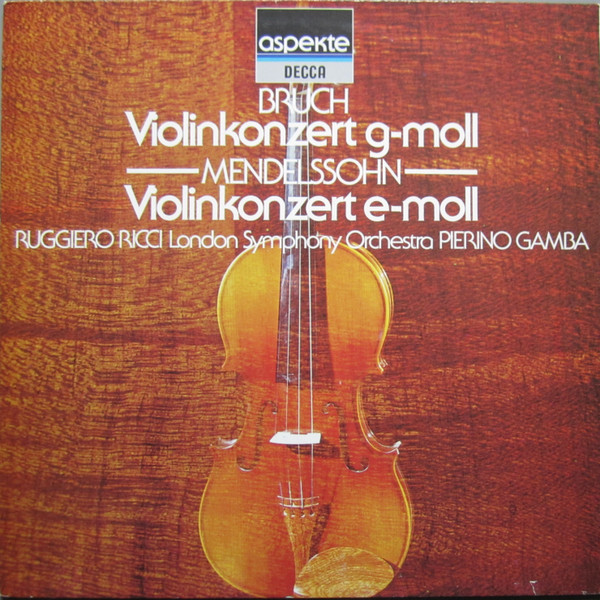 Cover Mendelssohn*, Bruch*, The London Symphony Orchestra, Ruggiero Ricci, Pierino Gamba - Violinkonzert G-Moll - Violinkonzert E-Moll (LP, RE) Schallplatten Ankauf
