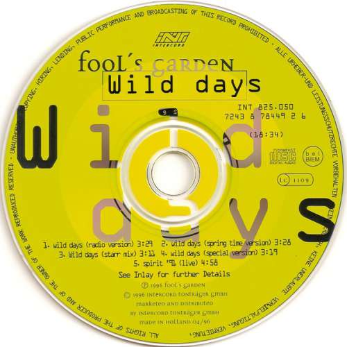 Cover Fool's Garden - Wild Days (CD, Maxi) Schallplatten Ankauf