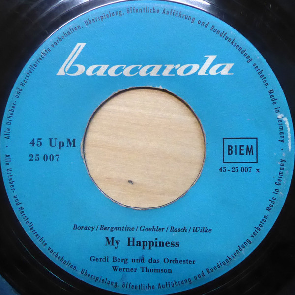 Bild Gerdi Berg / Joe Baum (2) Und Die Rivieras - My Happiness / Morgen  (7, Single) Schallplatten Ankauf