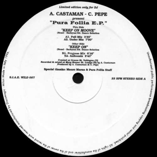 Cover A. Castaman* - C. Pepe* - Pura Follia E.P. (12, EP) Schallplatten Ankauf
