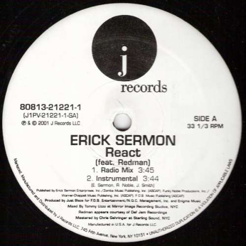 Cover Erick Sermon Featuring Redman - React (12, Single) Schallplatten Ankauf