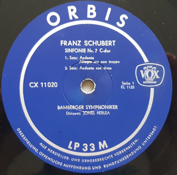 Bild Franz Schubert - Bamberger Symphoniker, Jonel Perlea - Sinfonie Nr. 7 C-Dur (LP, Mono) Schallplatten Ankauf