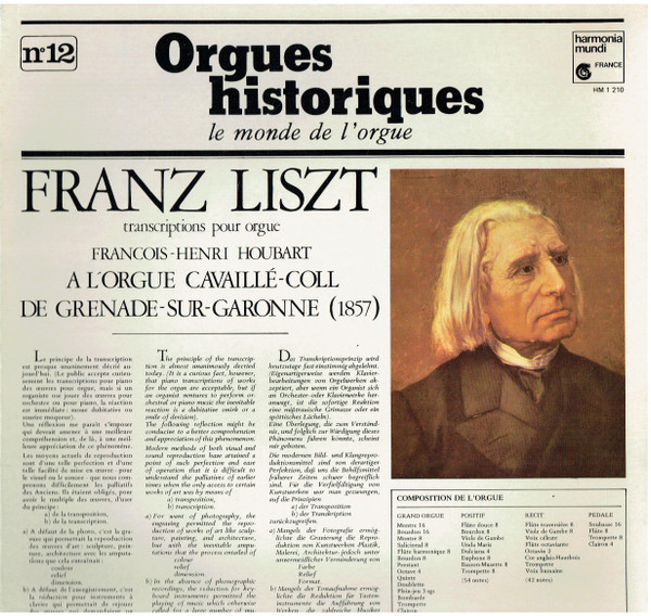 Bild Franz Liszt / François-Henri Houbart - Transcriptions Pour Orgue (A L'Orgue Cavaillé-Coll de Grenade-Sur-Garonne (1857)) (LP, RE) Schallplatten Ankauf